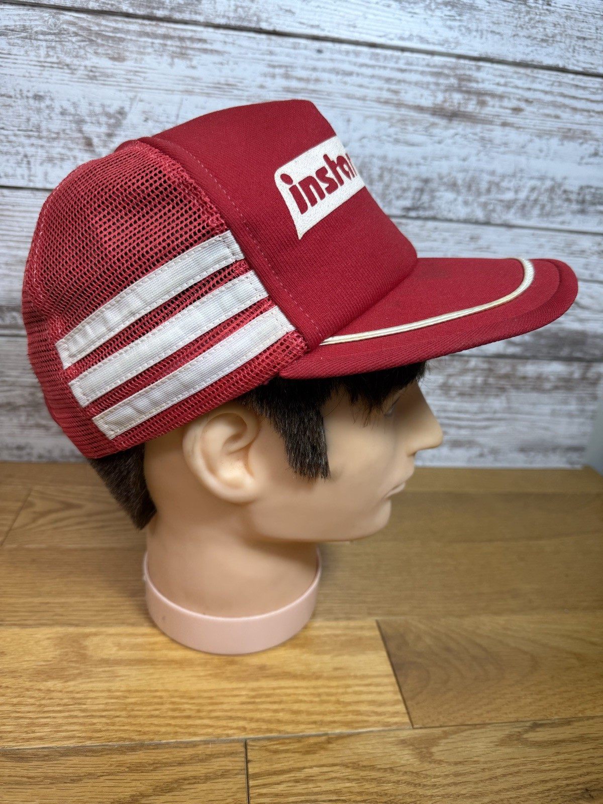 Vintage 3 stripe Mesh Snapback Trucker Hat Instant Whip Foods