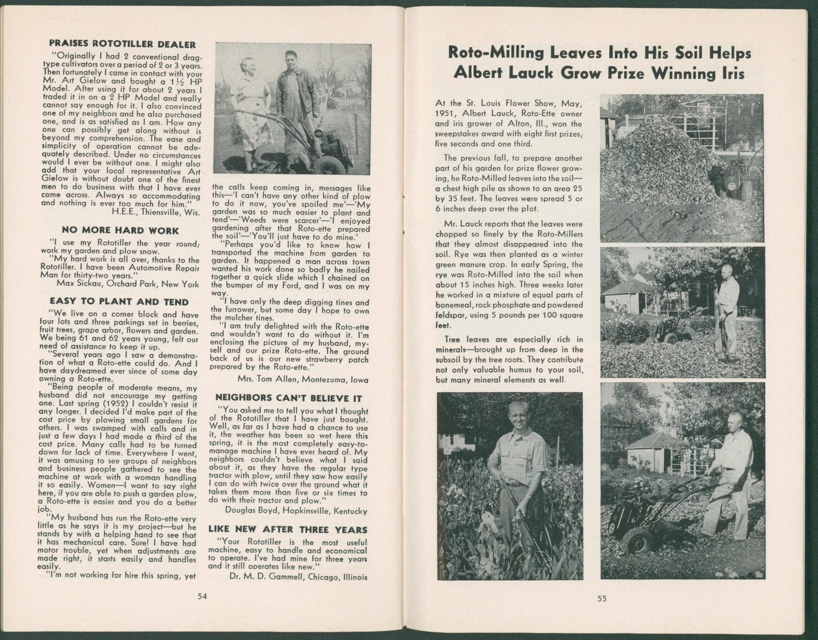1957 Rototiller Catalog Ad Booklet W/ Envelope Tiller Garden Farm Tillage How To