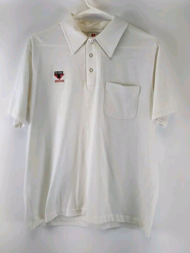 Vintage Tri-State Breeders White Polo Shirt Size L USA