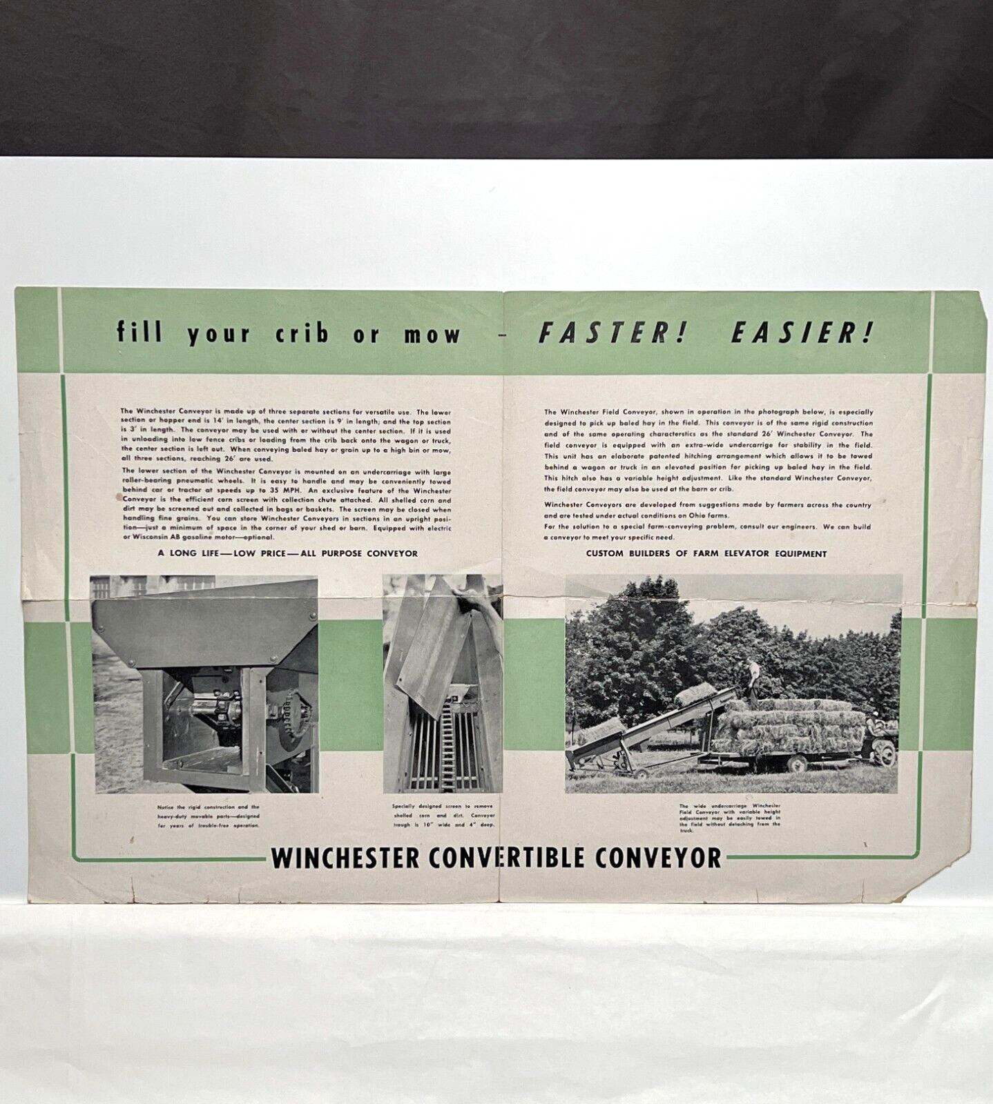 Vintage Elton and Disinger Winchester Farm Equipment Co. Folded Paper Brochure
