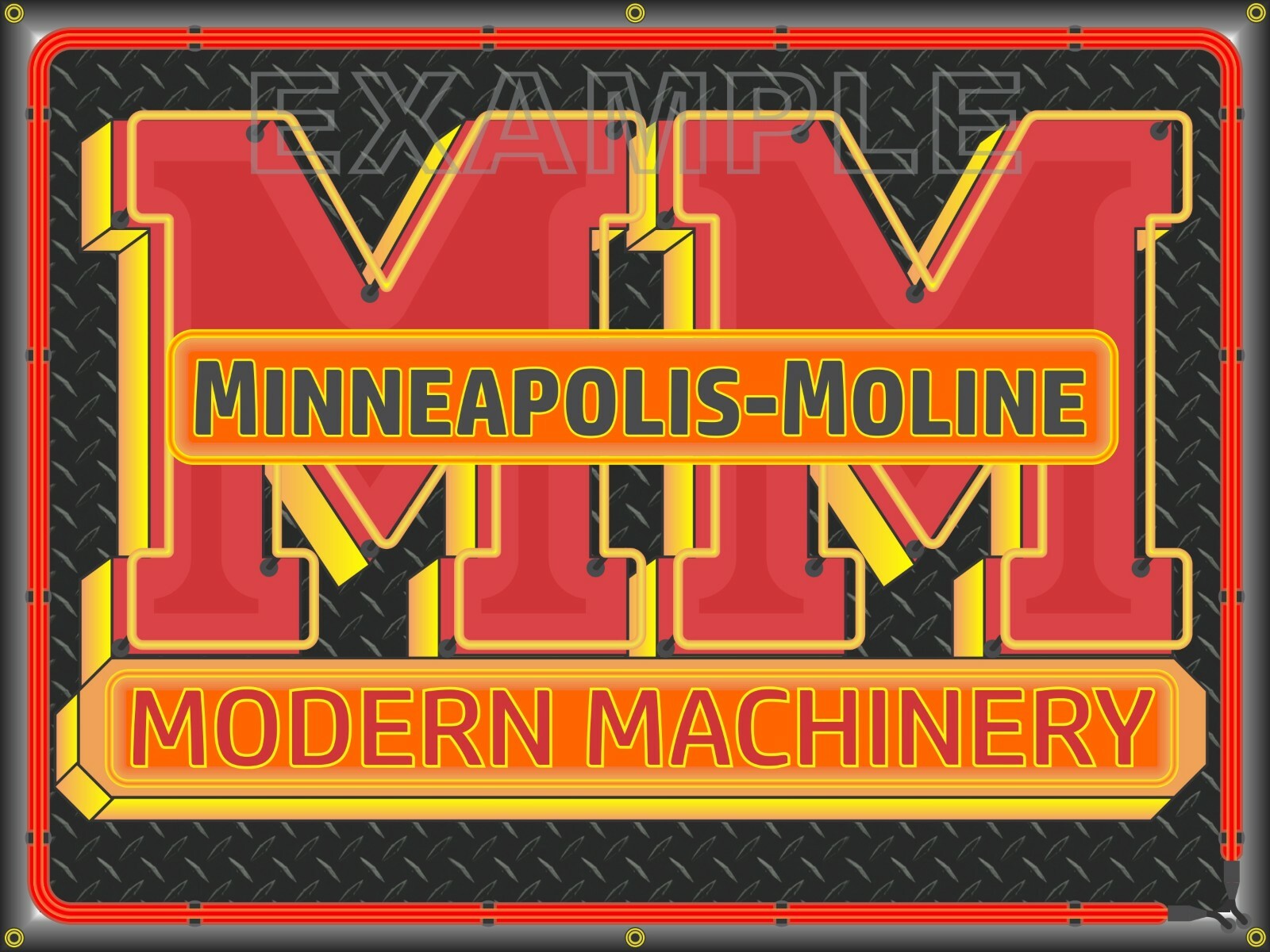 MINNEAPOLIS MOLINE TRACTOR DEALER OLD SIGN REMAKE BANNER MURAL GARAGE SHOP ART