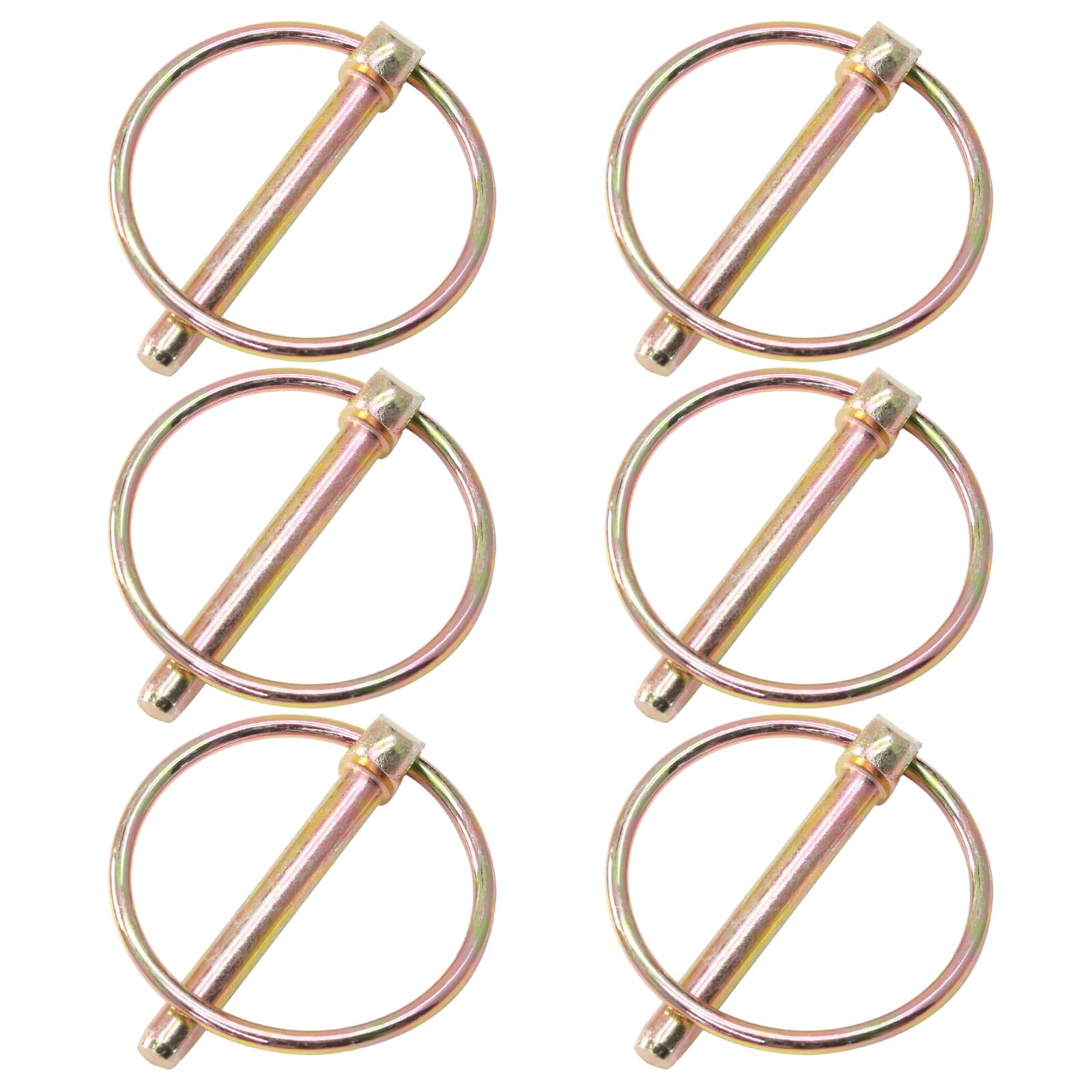 Litoexpe 6 Pcs 1/4 Inch Lynch Pin with Ring, Heavy Duty Round Linch Pins Assortm