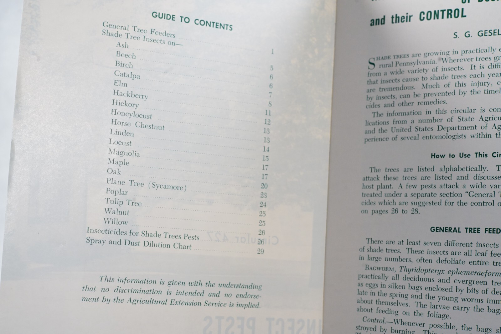 Vintage PA State University Insect Pests Deciduous Shade Trees Agricultural 427