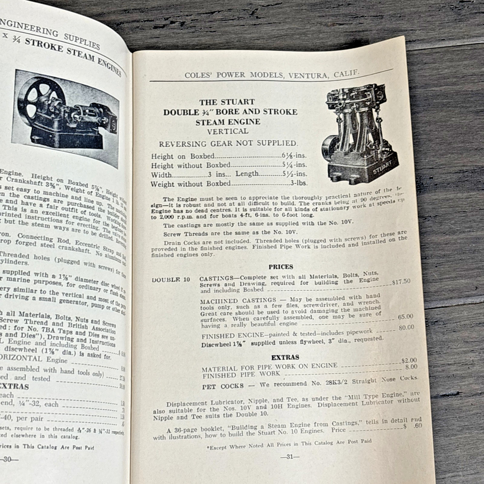 Coles Power Models Catalog No 20 Model Engineering Steam Engine Parts 1966
