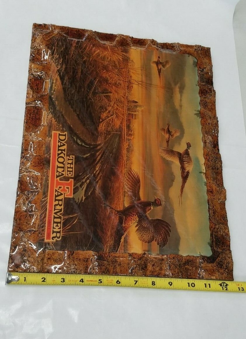 The Dakota Farmer ~Terry Redlin Pheasant Farm Scene Decoupage Paper Print ~1980