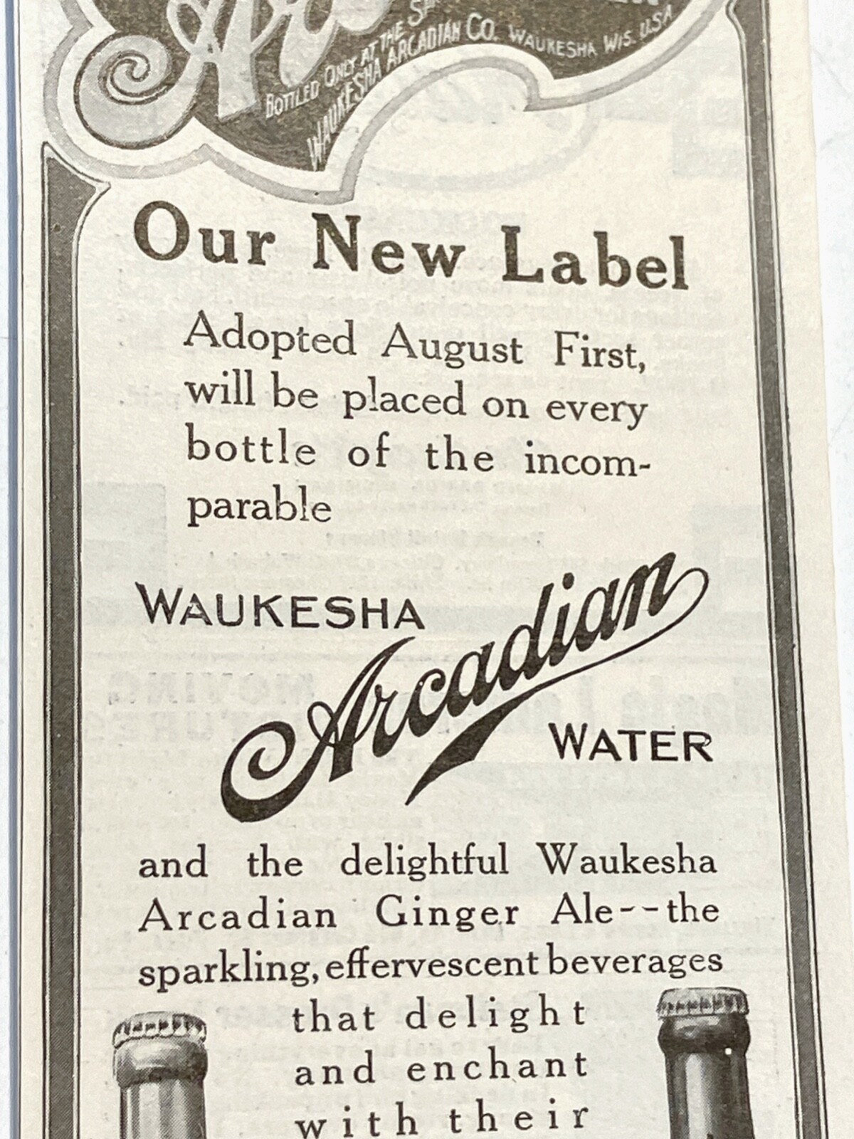 early 1900s print Ad Waukesha Arcadian Water WISCONSIN