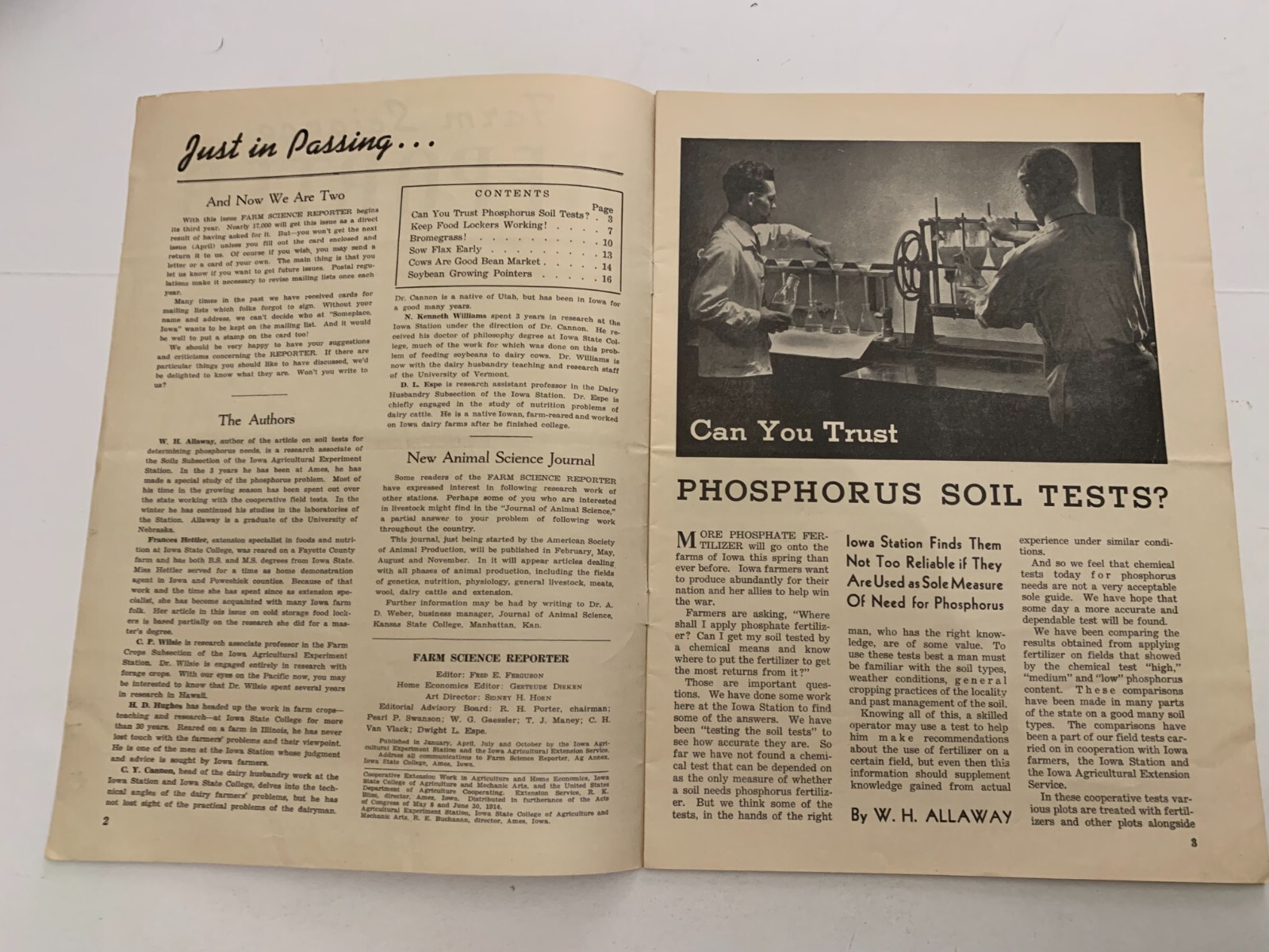 January 1942 Farm Science Reporter Magazine V.3 N.1 Iowa State College Ames IA