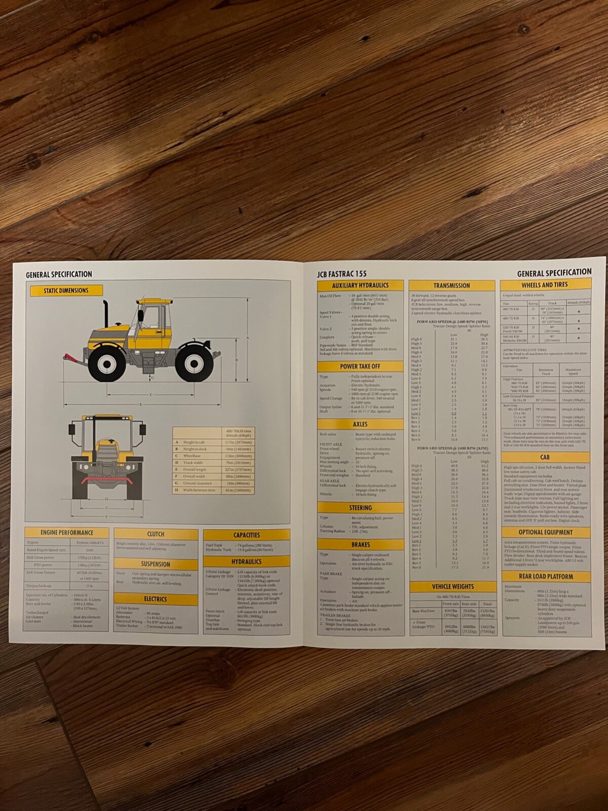 1995 JCB Fastrac 155 Tractor sales brochure