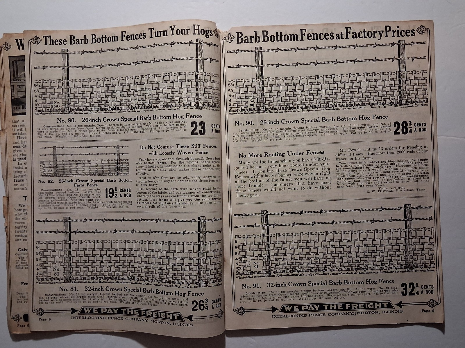Interlocking Fence Co. Catalog, Better Fences Factory Prices, 1925