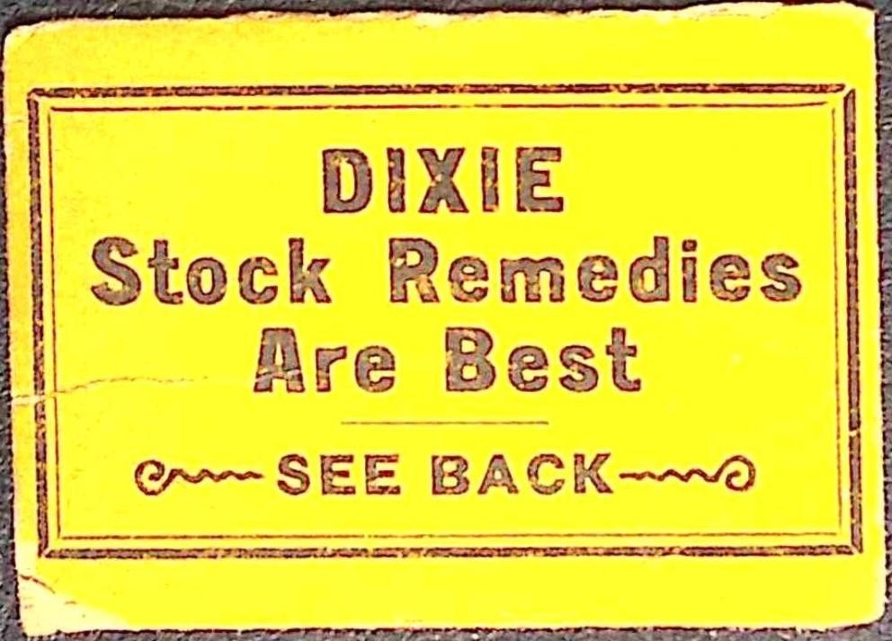 Vintage Dixie Stock Remedies Advertising Label Farm Vet Medicine Ephemera