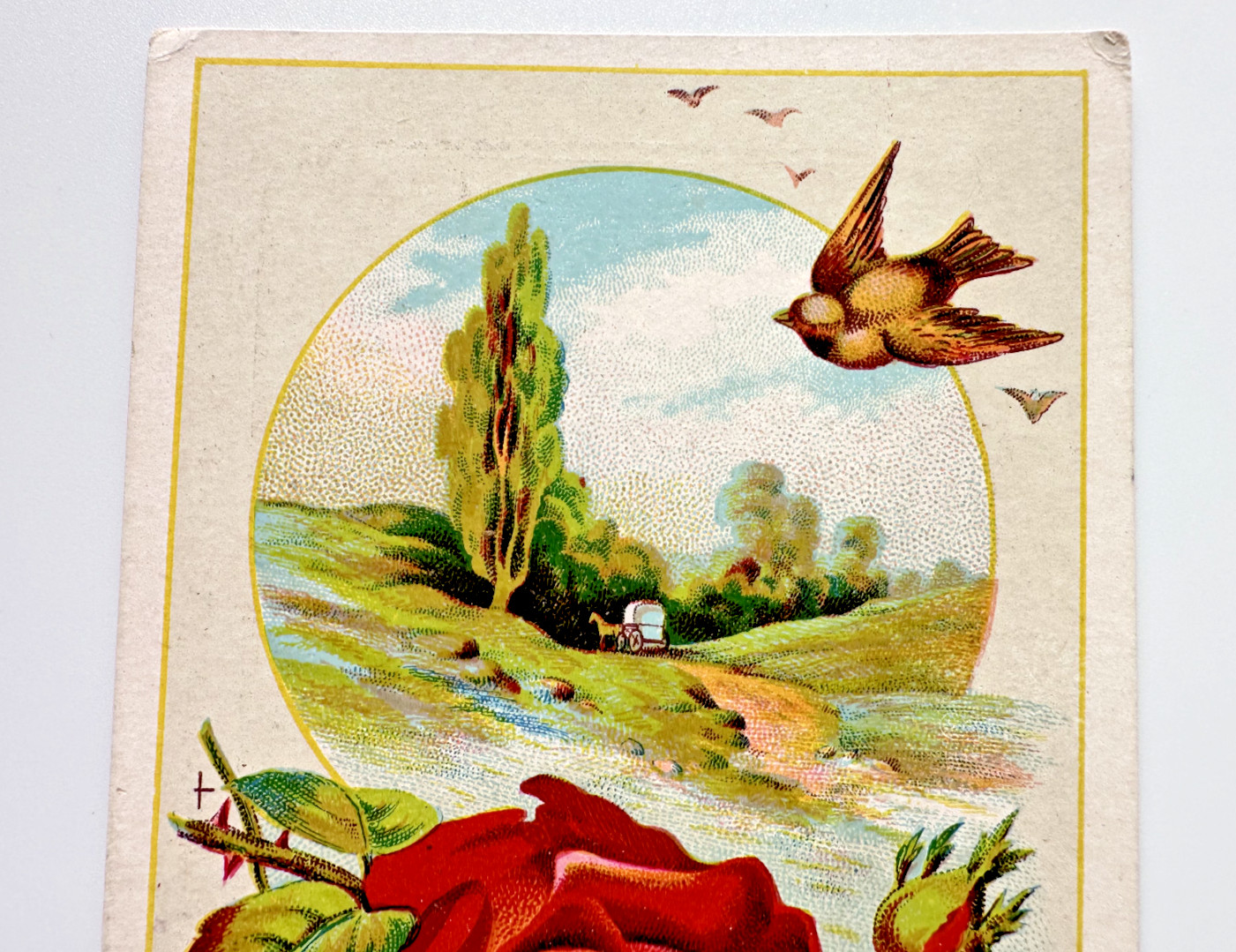 D. M. OSBORNE & CO. HARVESTING MACHINERY: VICTORIAN TRADE CARD: PASTORAL SCENE