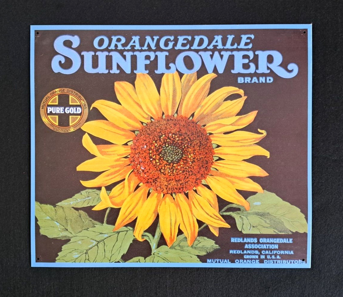 Tin Sign – Orangedale Sunflower Brand Pure Gold – Vintage Reproduction