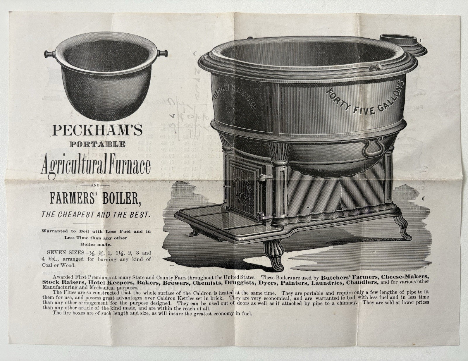 Antique Peckhams Portable Agricultural Furnace Boiler Graphic Advertisement