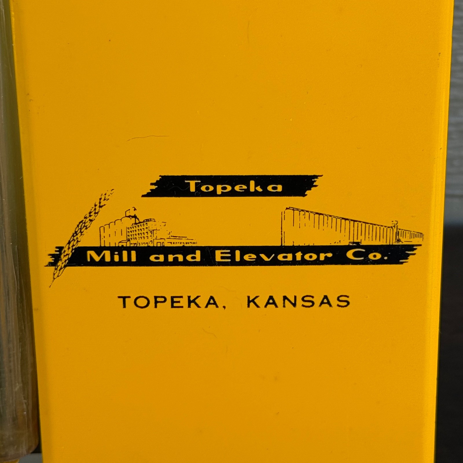 VTG Rain Gauge Topeka Mill & Elevator Co Advertising Kansas Grain Gage Yellow