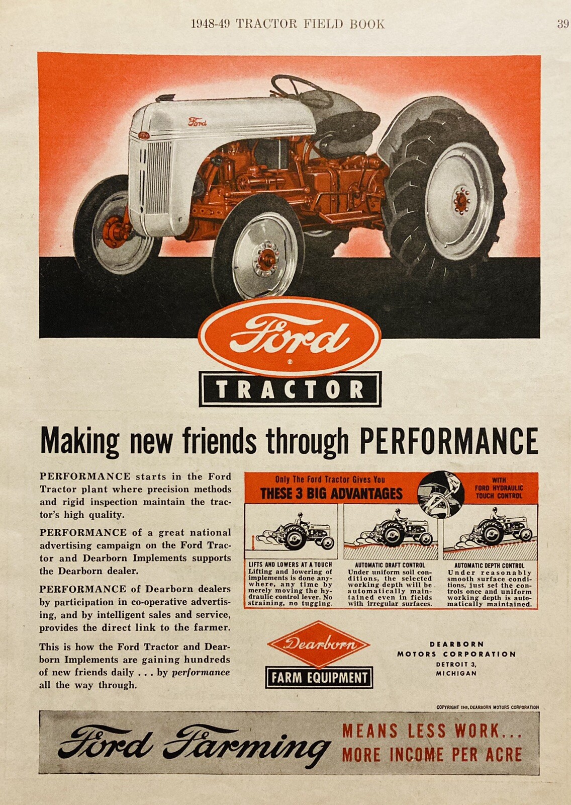 1948 AD.(XH80)~DEARBORN MOTORS CO. DETROIT. DEARBORN FARM EQUIPMENT & TRACTORS