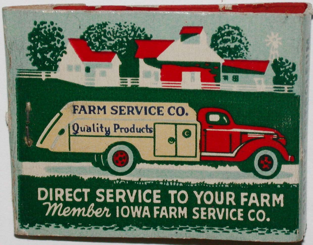 Vintage full matchbook FARM SERVICE CO Petroleum Boone County Farm Supply Iowa