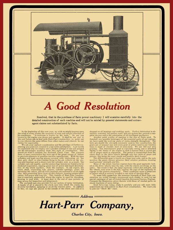 1907 Hart Parr Tractors of Charles, City Iowa NEW Sign 24×30&Prime; USA Steel XL Size