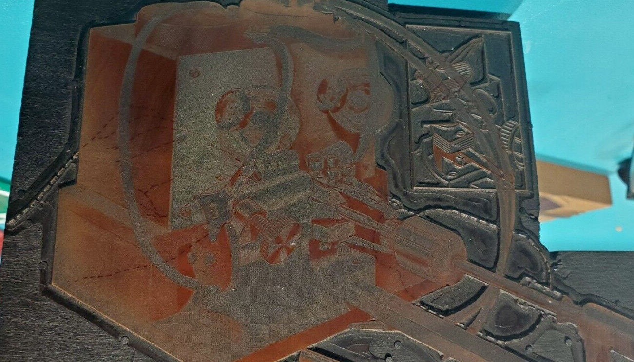 Vintage P.E. CHAPMAN Electric Milling Machine Copper PRINTING PLATE Block