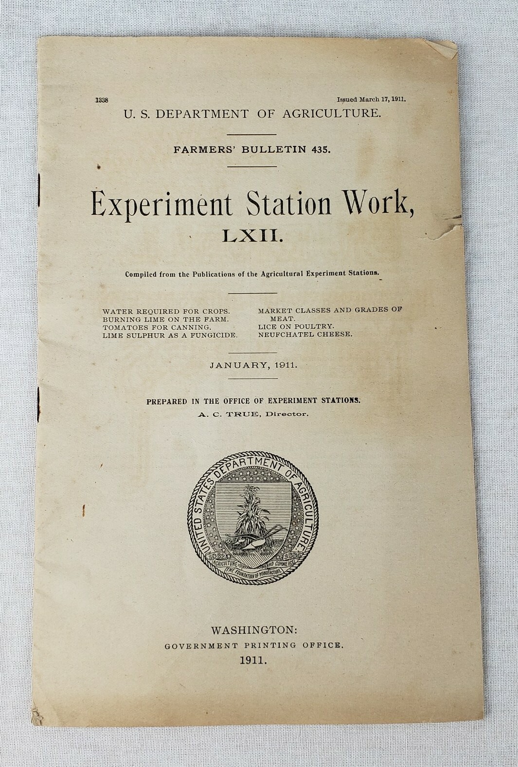 Antique Early 1900s Agriculture Statistics Booklets Farmer Bulletin Lot of 3