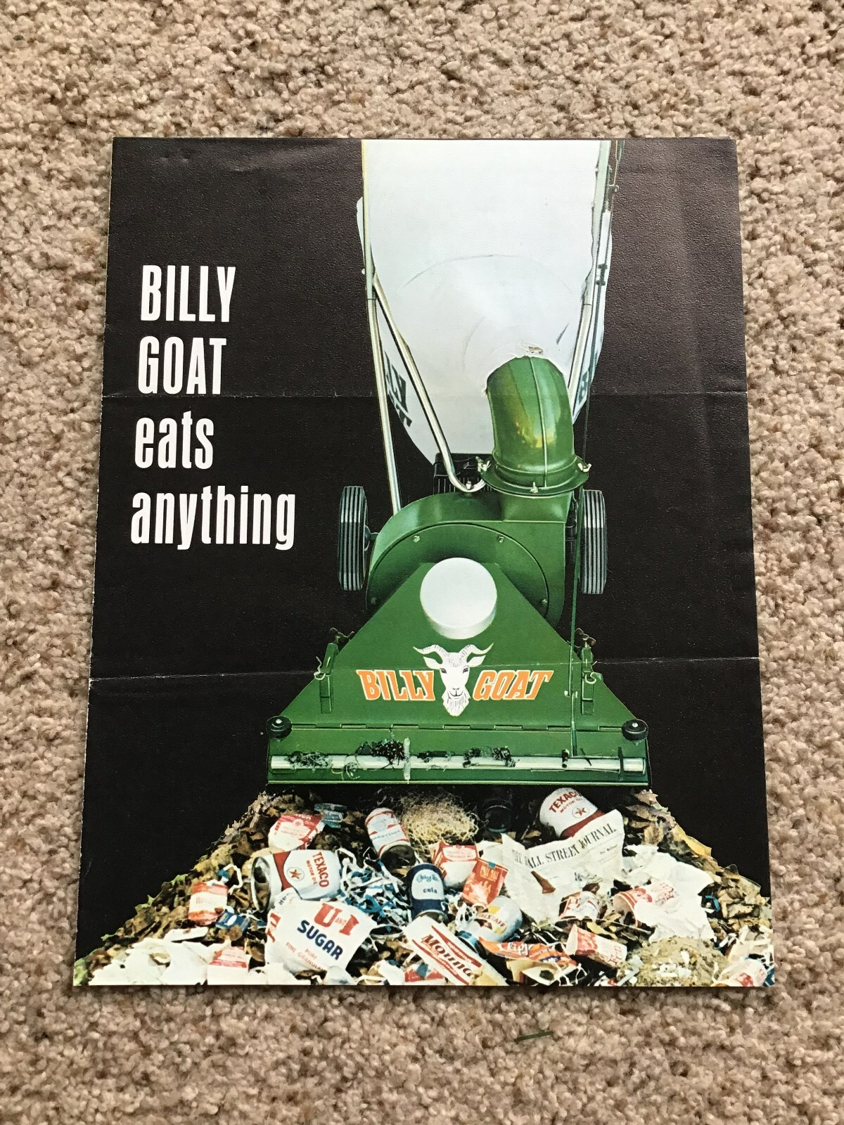 1969 Billy Goat cleanup equipment, original sales literature.