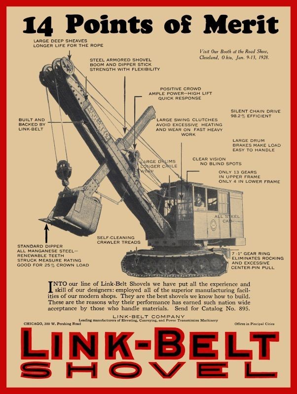 1927 Link Belt Shovels 14 Points of Merit NEW METAL SIGN: 12×16&Prime; Ships Free