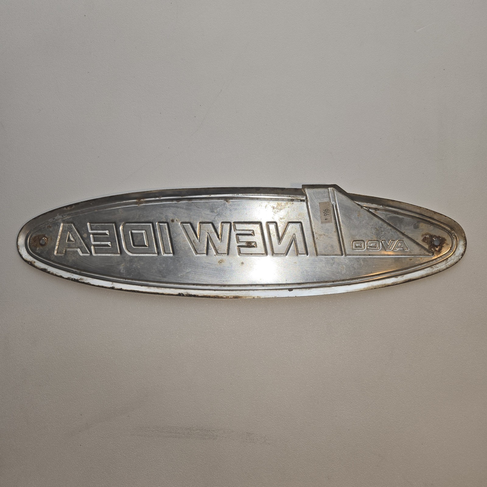 Vintage AVCO New Idea Tractor Emblem Badge Farm Equipment Sign Metal Plate Tag