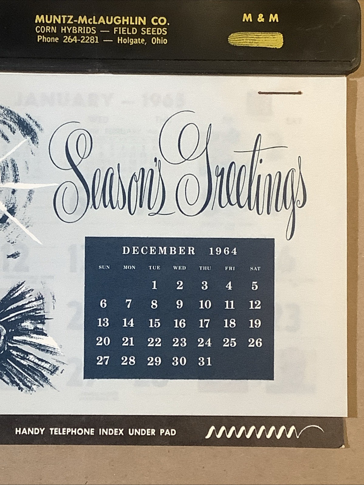 1964 Muntz-McLaughlin Co. Calendar Canada Geese Holgate OH INV-AA23