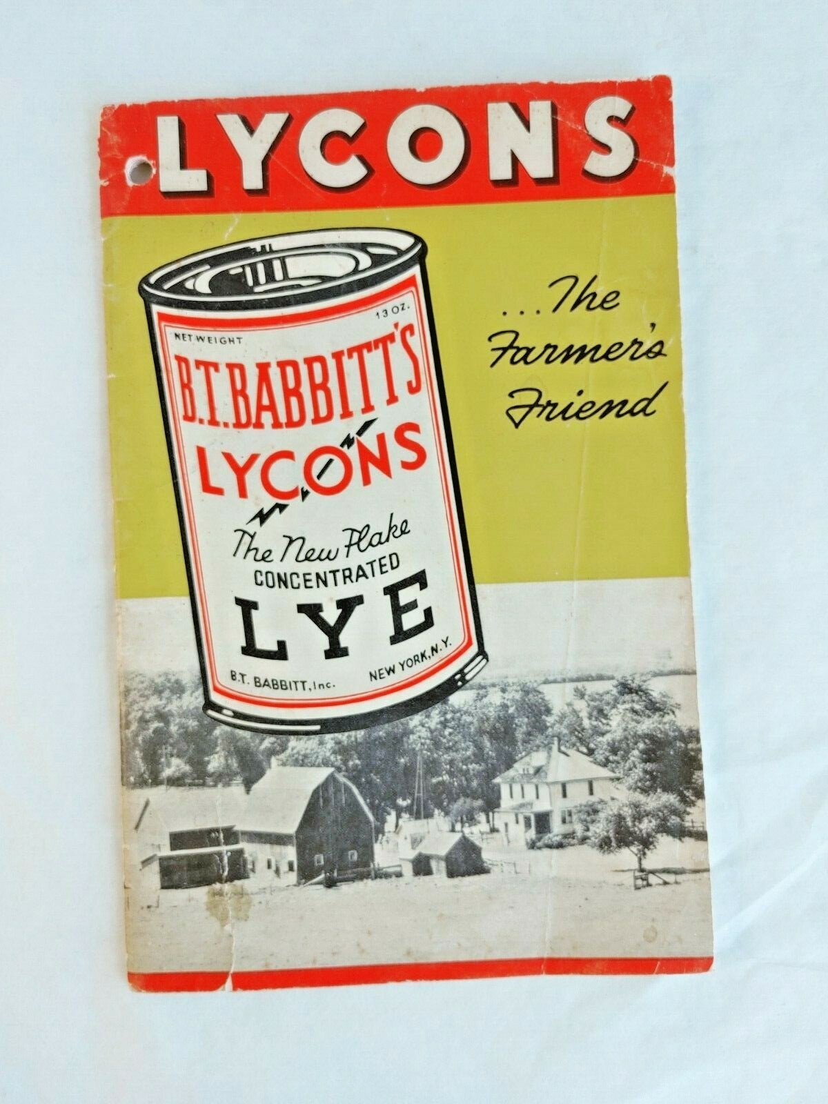 B T Babbitt&rsquo;s Lycons Lye Booklet « The Farmer&rsquo;s Friend » © 1940 #16597