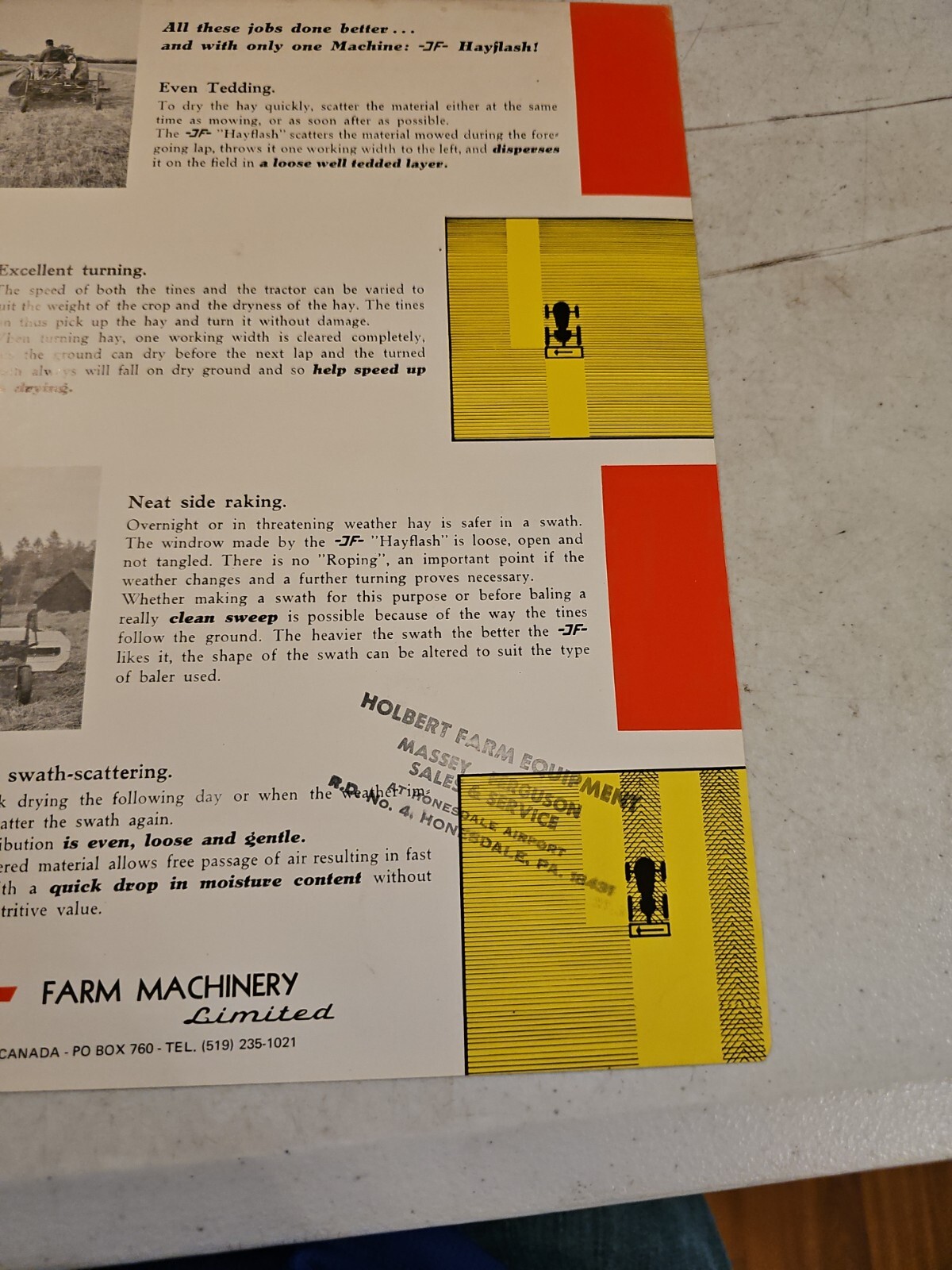 VINTAGE JF COMBINED HAYMAKER SALES BROCHURE FLYER Farm ADVERTISING