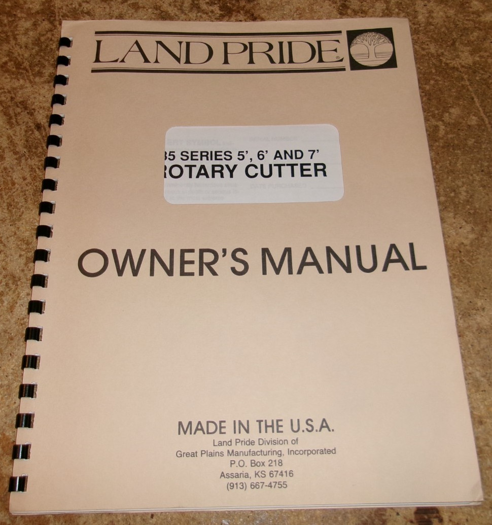 1994 land pride 35 series 5&prime;,6&prime; + 7&prime; rotary cutters owners manual new