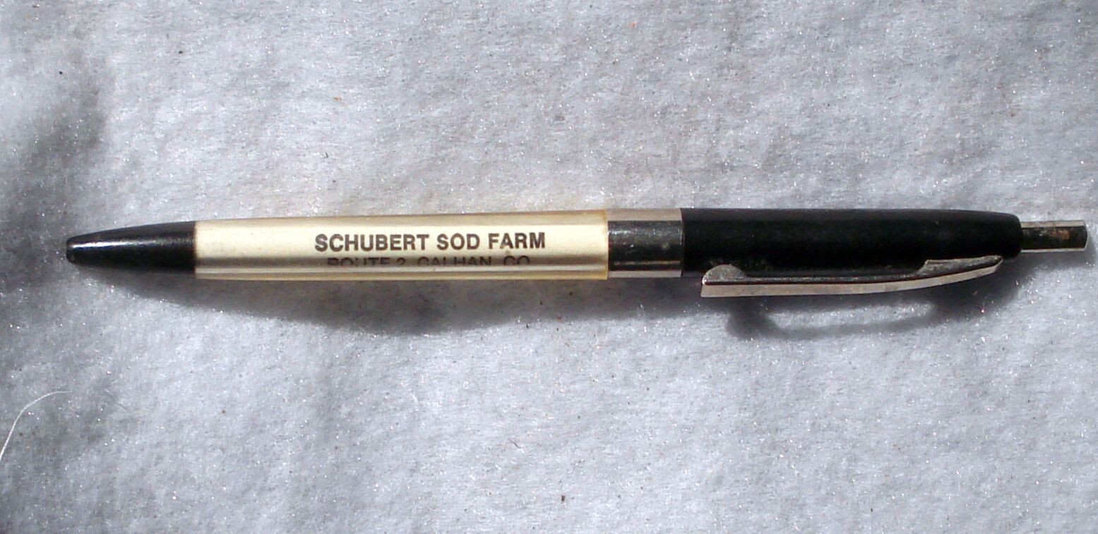 Schubert Sod Farm Route 2 Calhan CO Vtg Advertising Ballpoint Click Pen