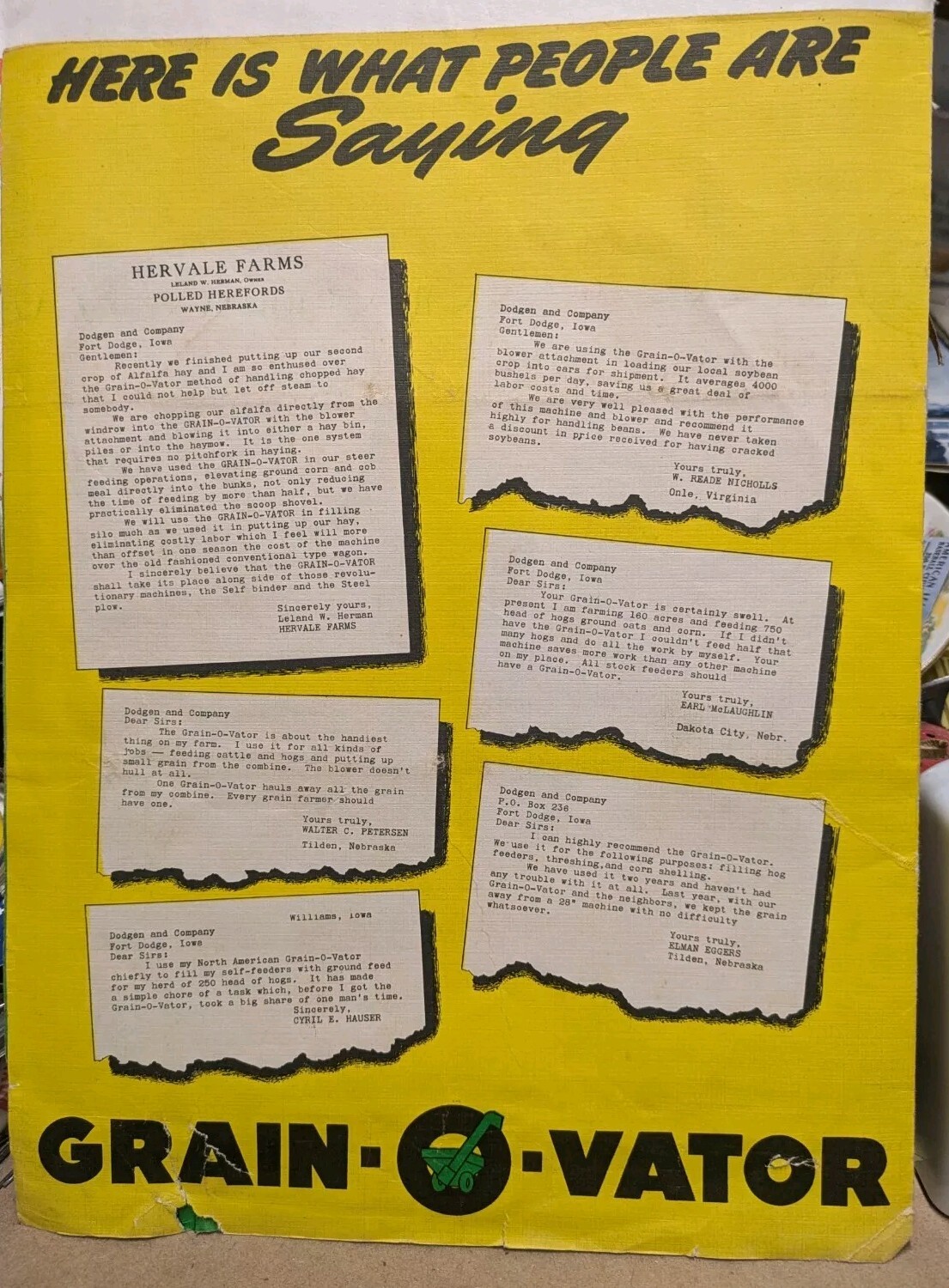 VTG Grain-O-Vator Brochure Dodgen & Co Ft Dodge & No. American Mfg Sioux City IA