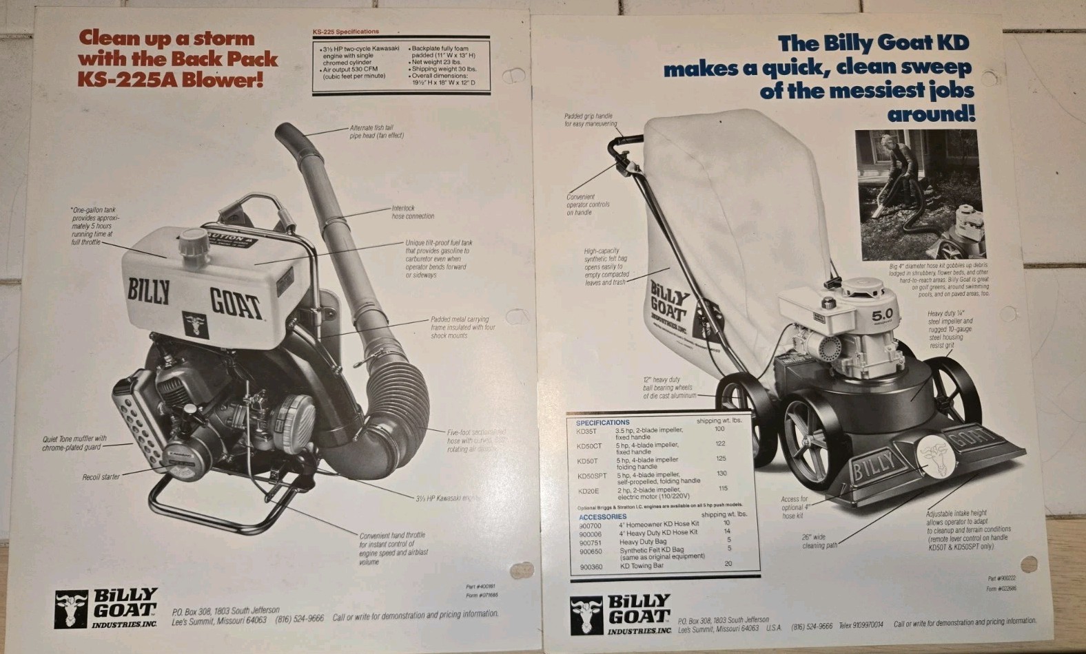 GROUP OF 13 BILLY GOAT INDOOR OUTDOOR VACCUMS DEALERSHIP ADVERTISEMENTS