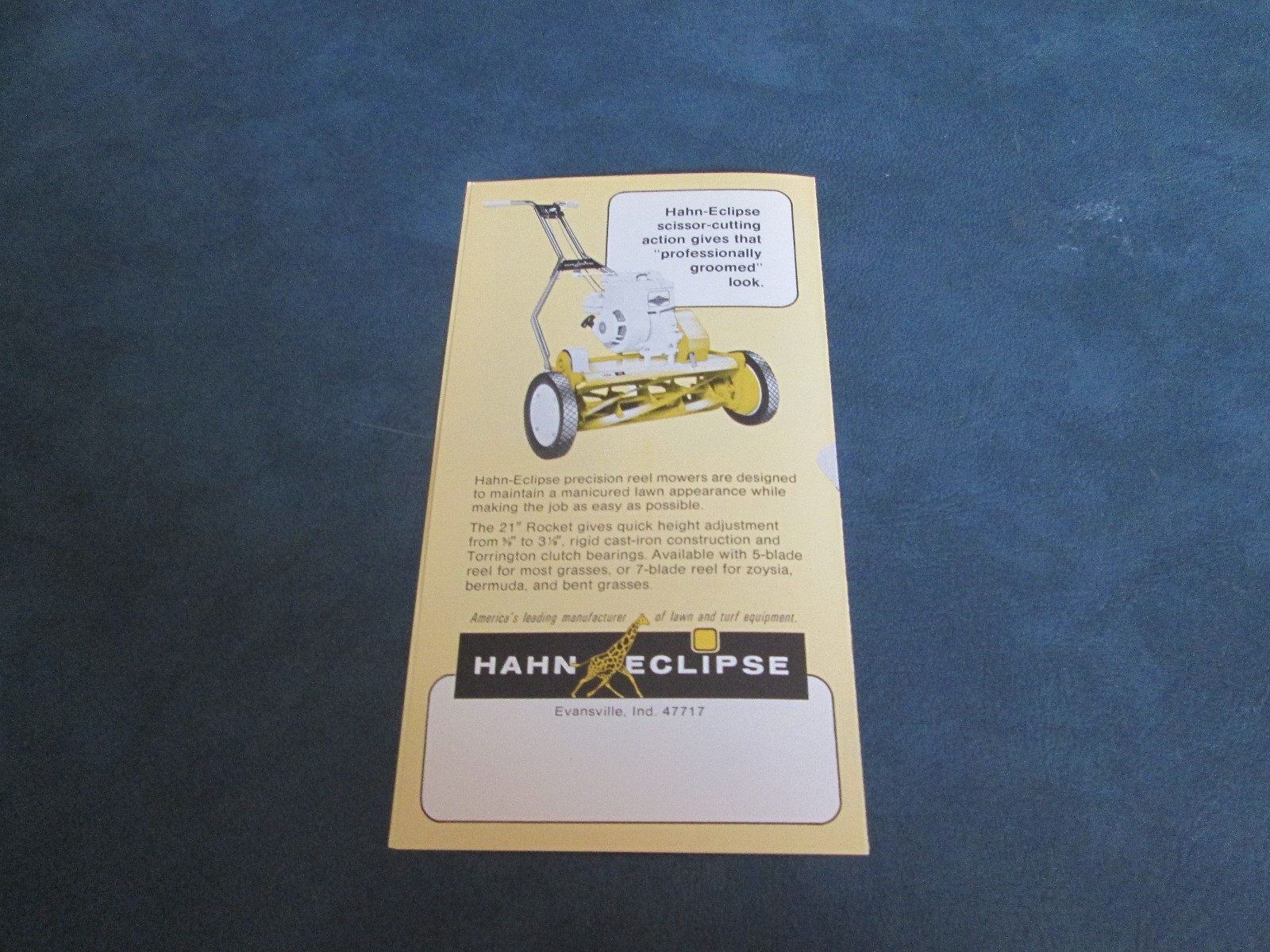 HAHN-ECLIPSE DELUXE 8-6 21&Prime; POW-R-PRO MOWER BROCHURE *** VINTAGE ORIGINAL