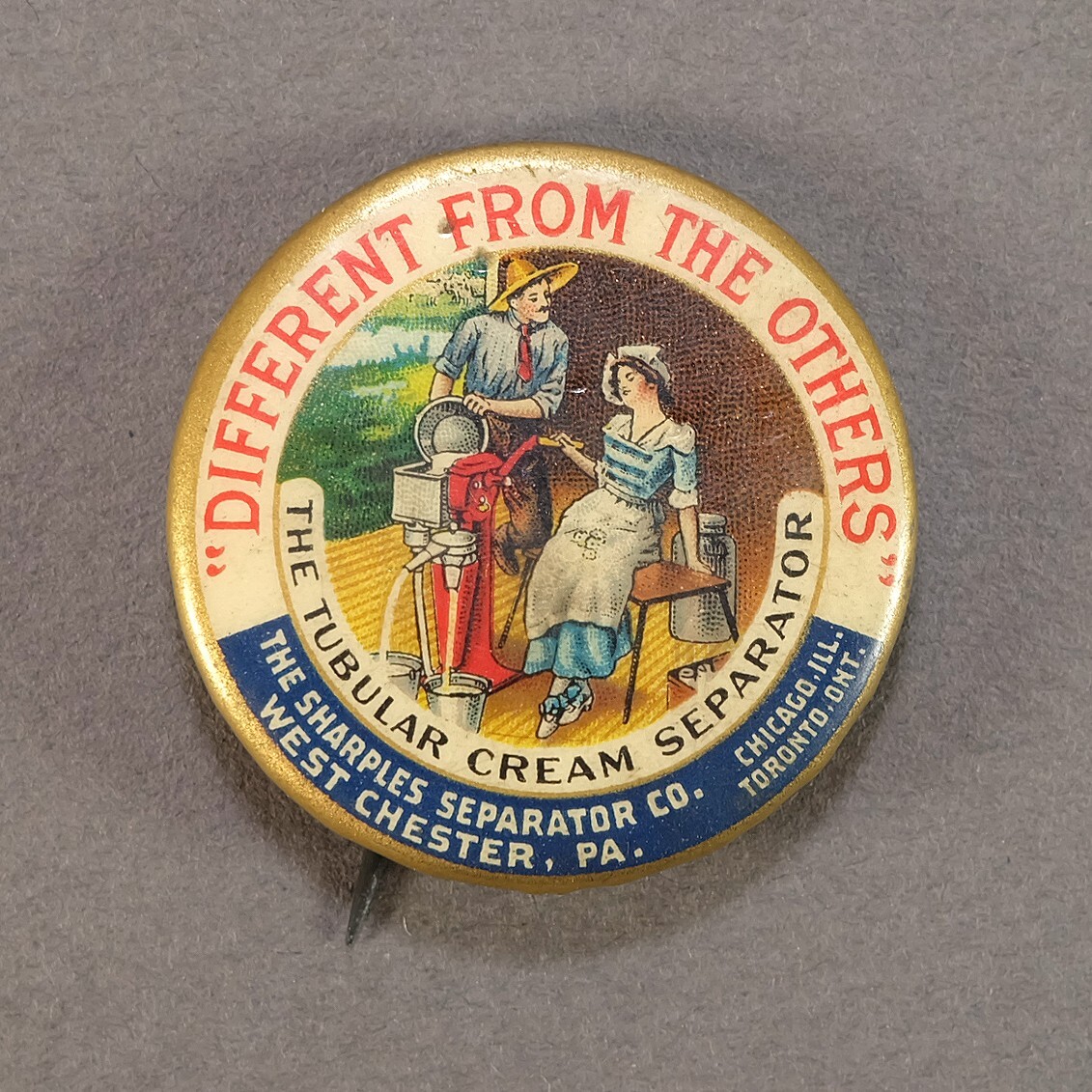 Early-1900s Sharples Cream Separator Co. Advertising Celluloid Pinback Button