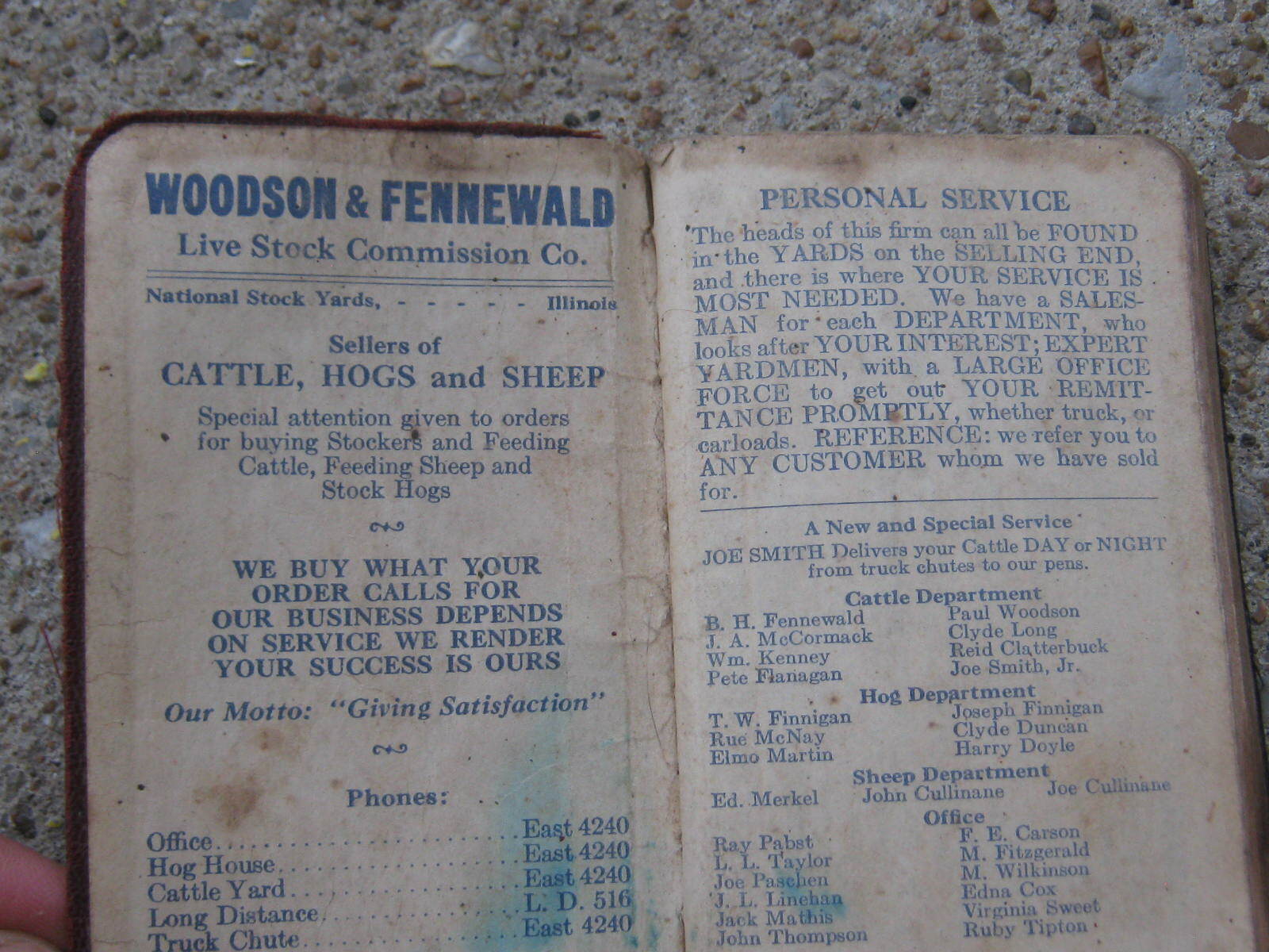 1941 1942 Original Vintage Woodson & Fennewald Live Stock Commission booklet