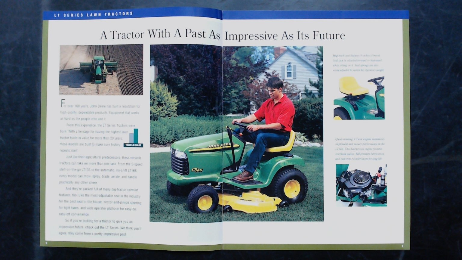 John Deere LT Series Lawn Tractors Brochure Vintage 1996 Green Yellow