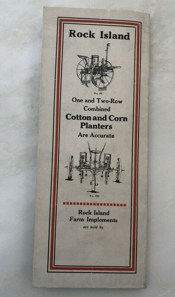 1929 ROCK ISLAND PLOWS No 90 Cultivator FARM ADVERTISING Antique Brochure Poster