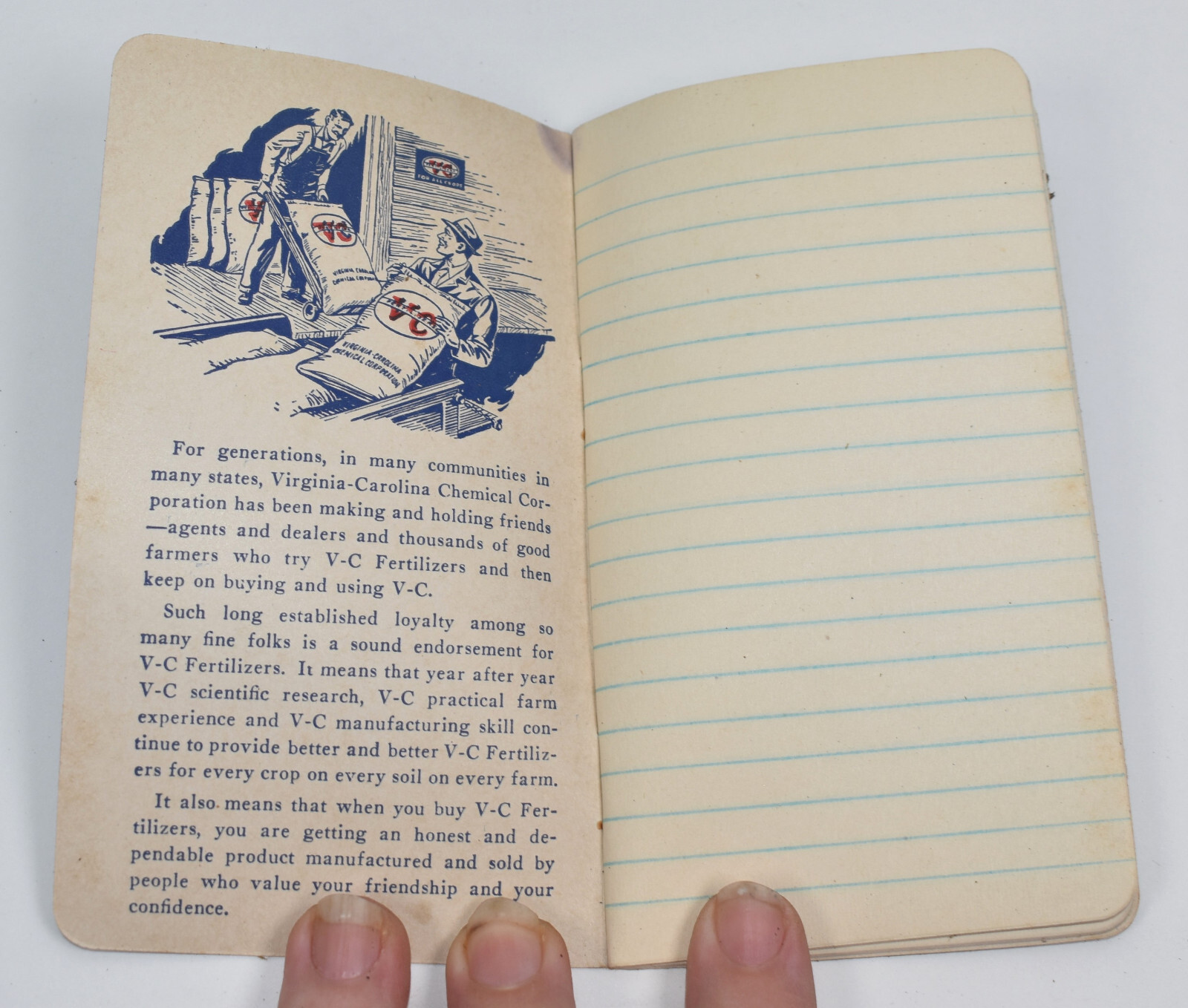 Vintage 1948 VC Fertilizer Advertising Pocket Ledger Notebook Calendar Memo Book