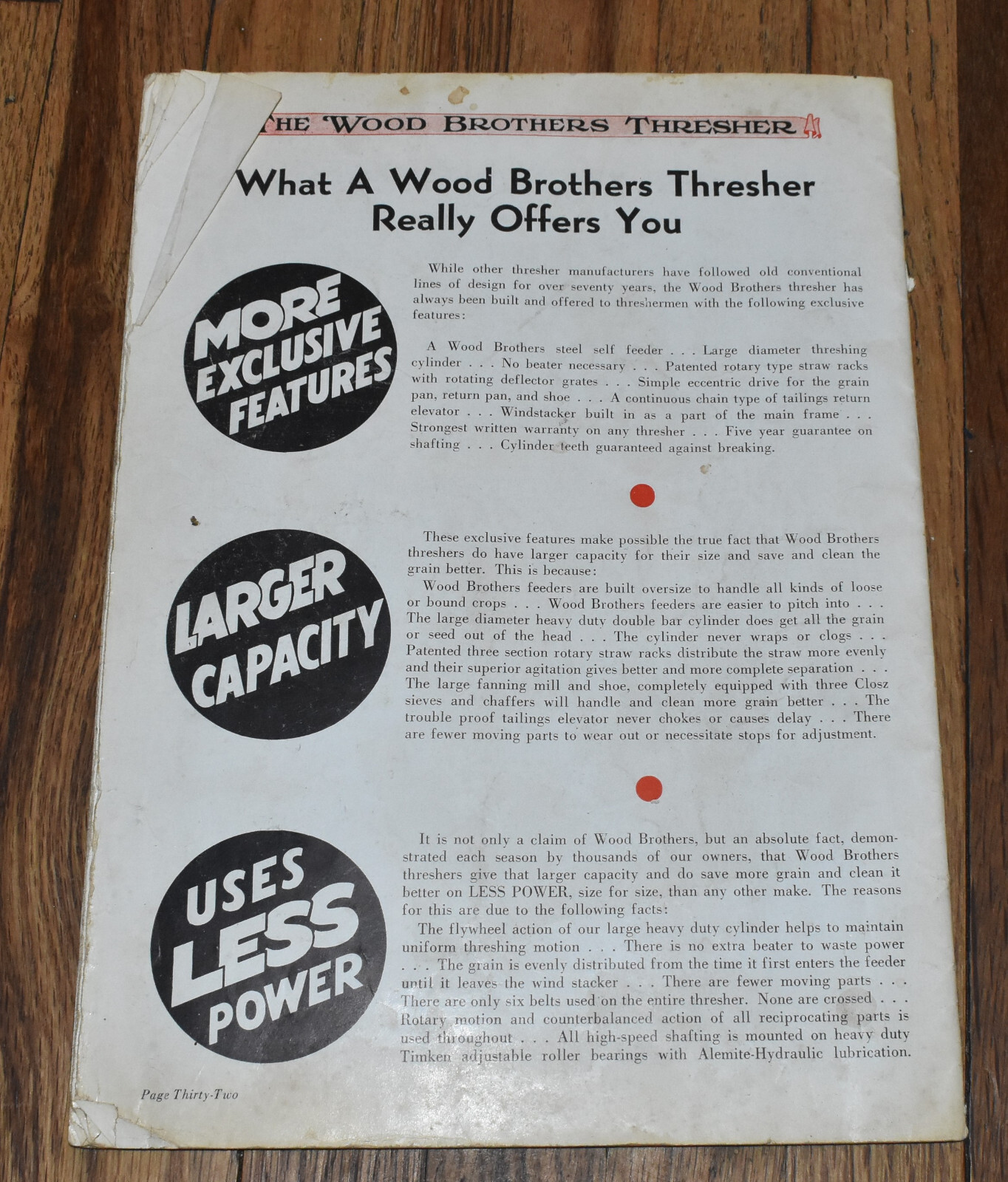 Vintage Wood Brothers Thresher Sales Catalog Brochure