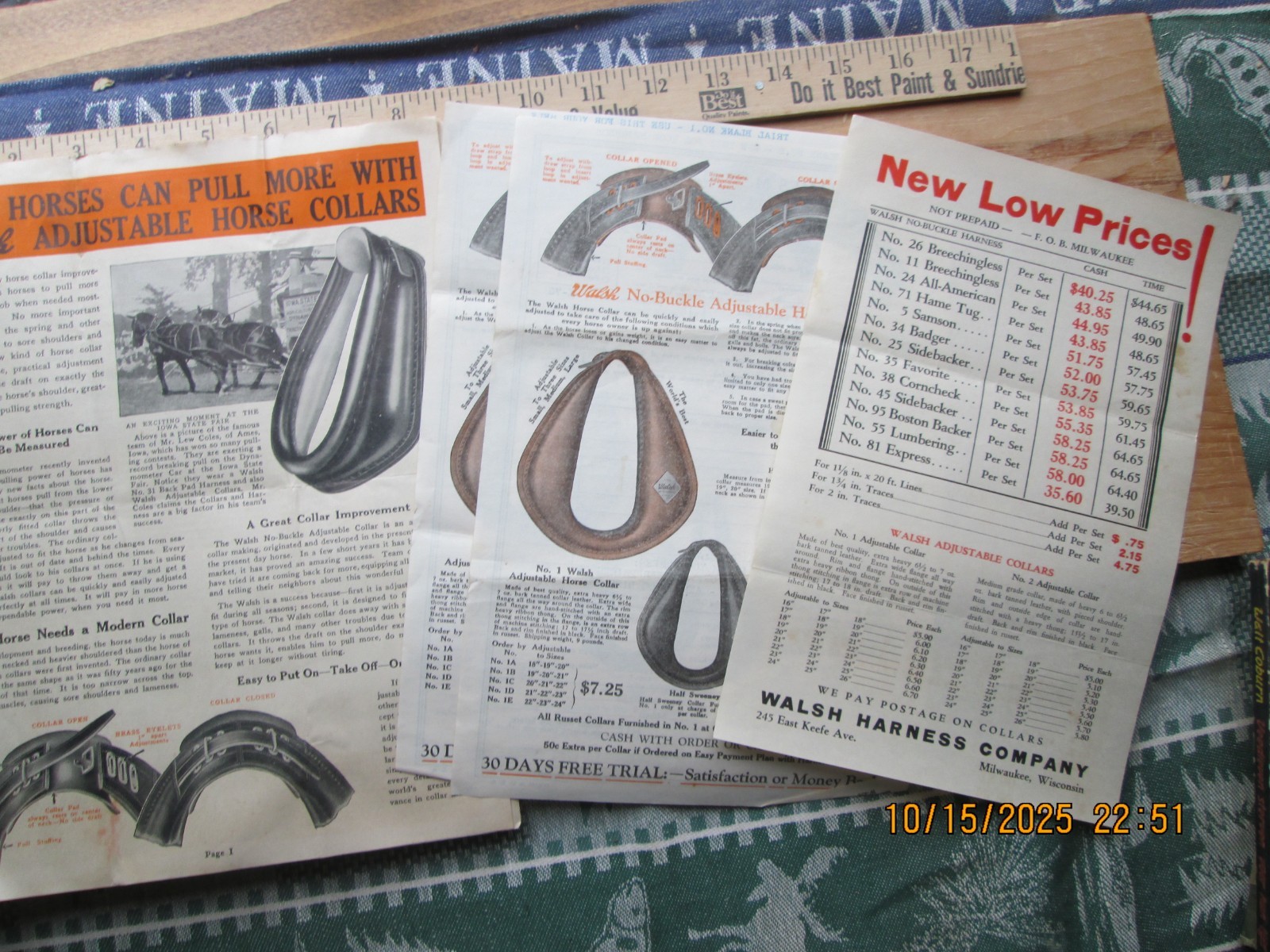 walsh harness co. horse collars brochure Mailer