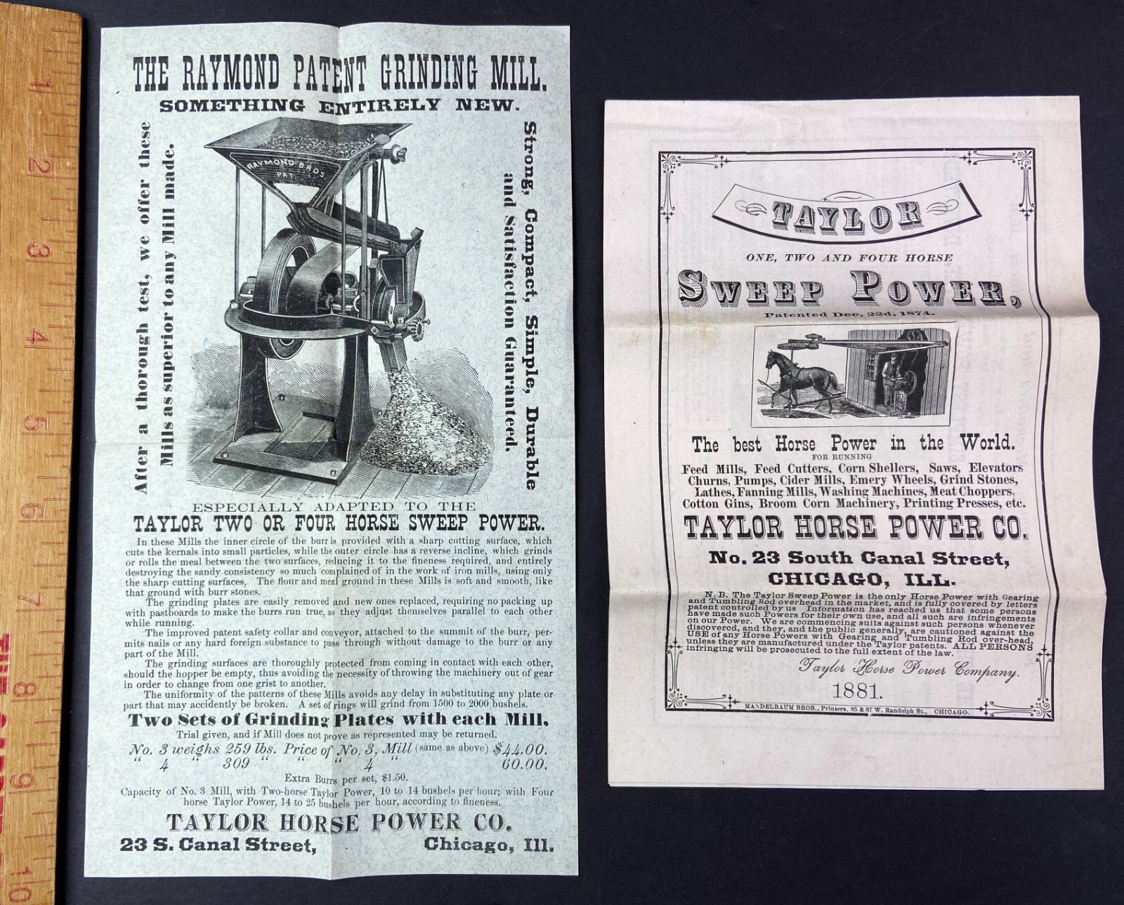 SUPER Advertising Catalog & Flyer – Taylor Horse Power Grinding Mill – 1881