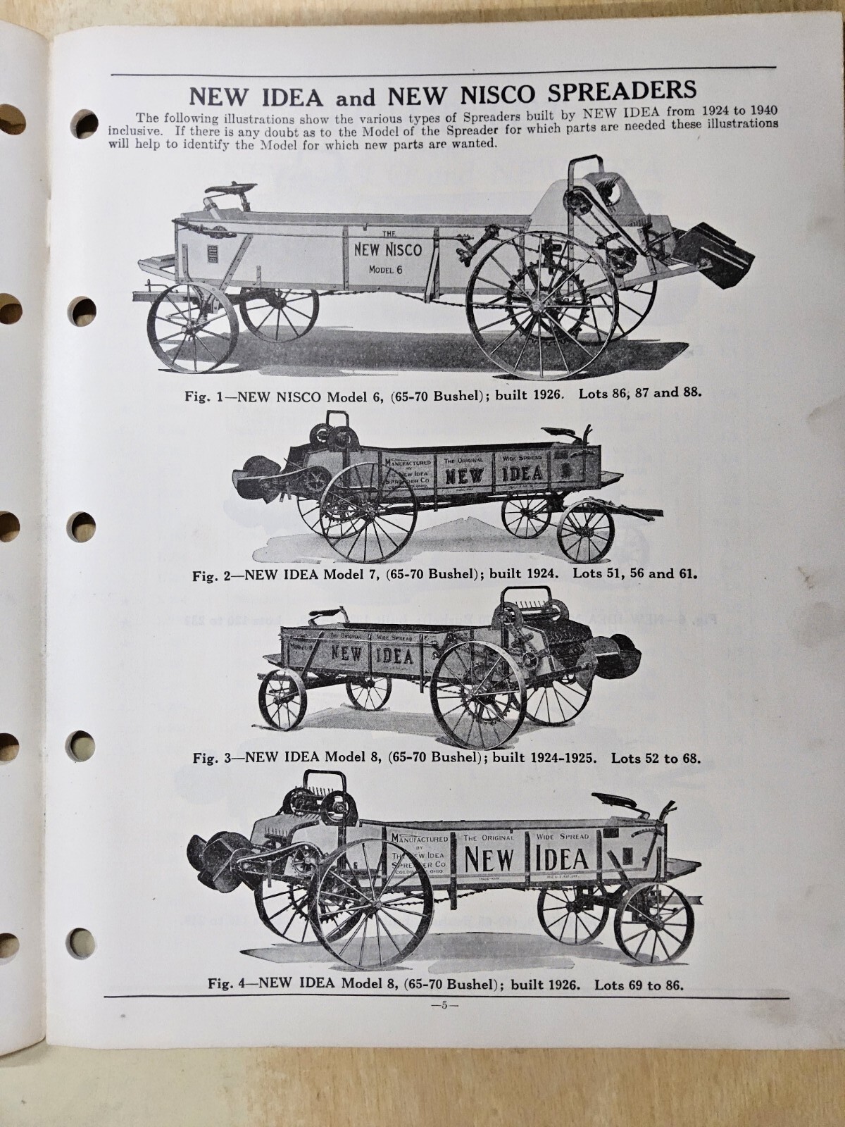 Nisco Model 6 & New Idea Models 7, 8 & 9 Manure Spreaders 9/1/1947 Parts Lists