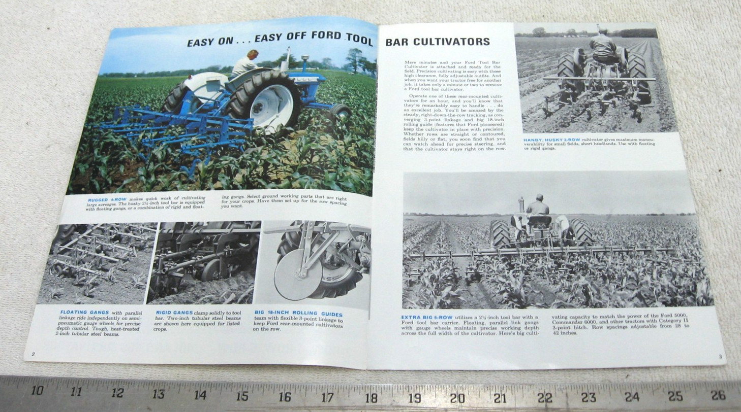 VINTAGE 1964 FORD TRACTOR REAR MOUNTED CULTIVATORS TILLAGE BROCHURE 401 406 2-6