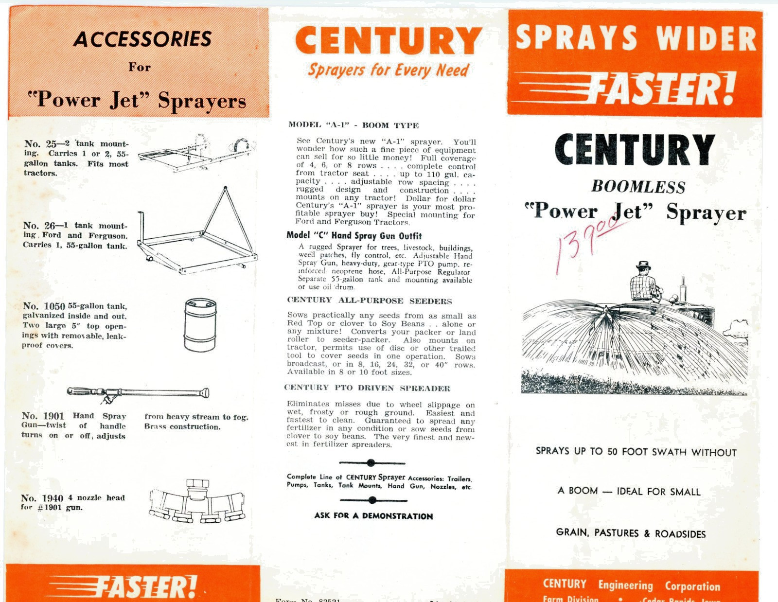 Century Boomless Power Jet Sprayer flyer Century Engineering Cedar Rapids Iowa