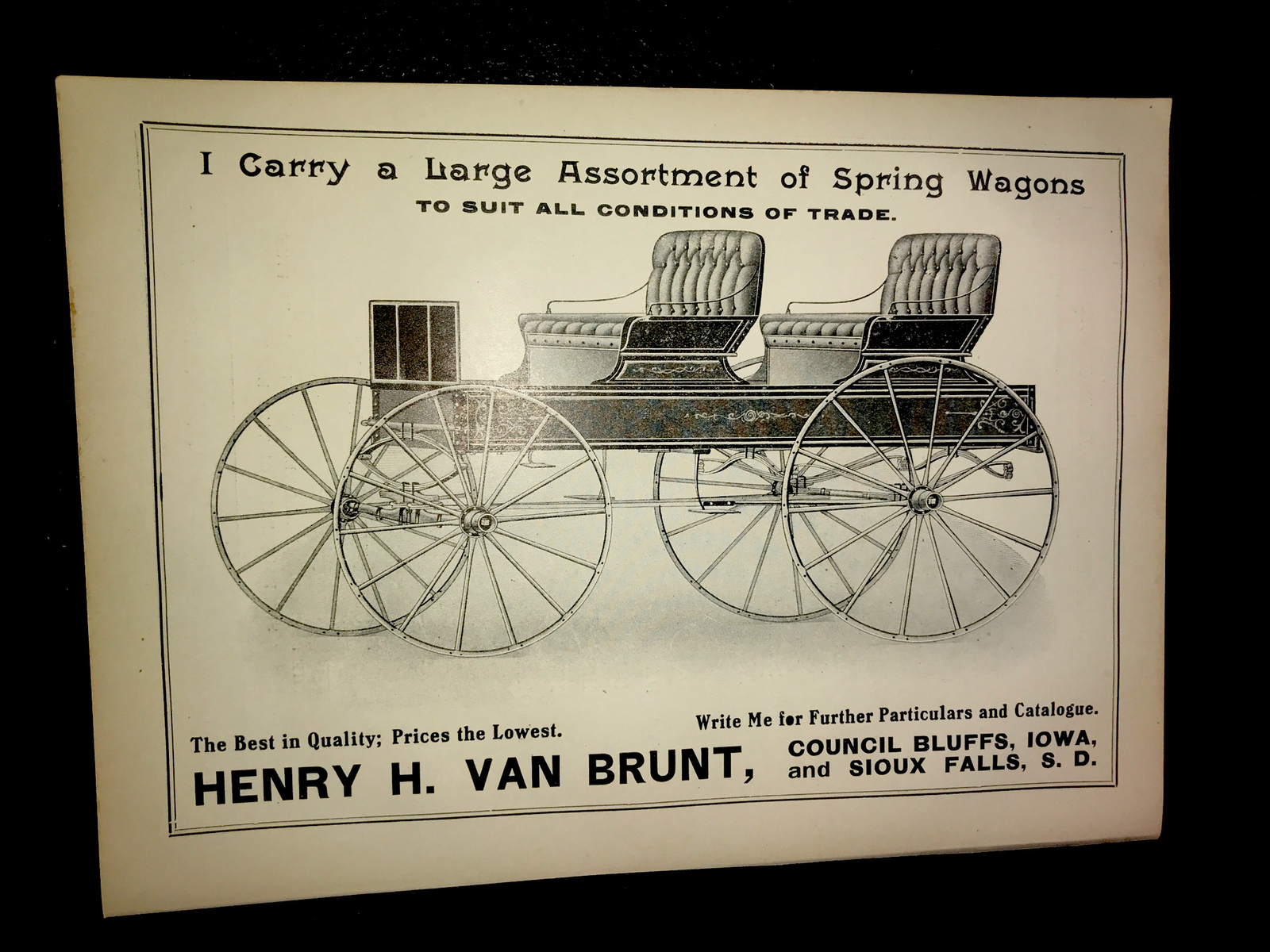 1905 Van Brunt Wagon – Council Bluffs IA – Sioux Falls SD – Farm Advertising
