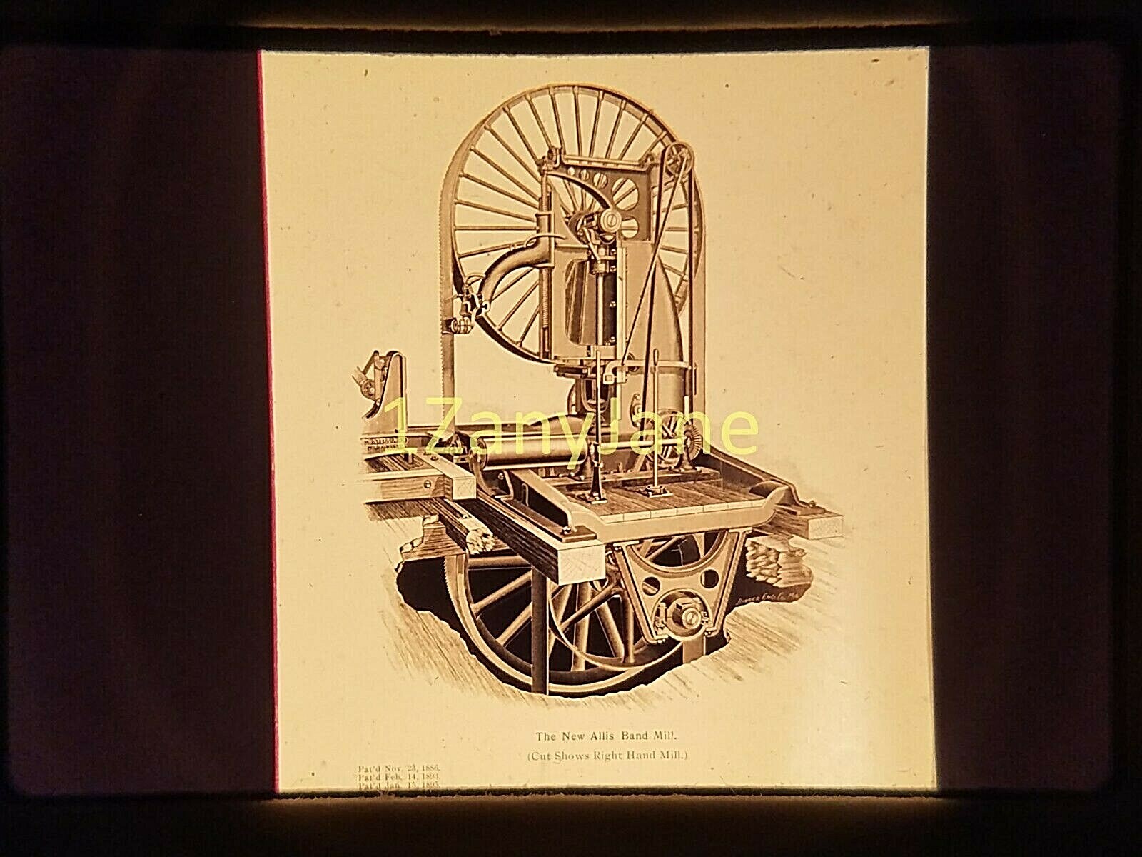 AC0206 35mm Slide of an ALLIS CHALMERS MEDIA ALLIS BAND MILL 1886 PATENT