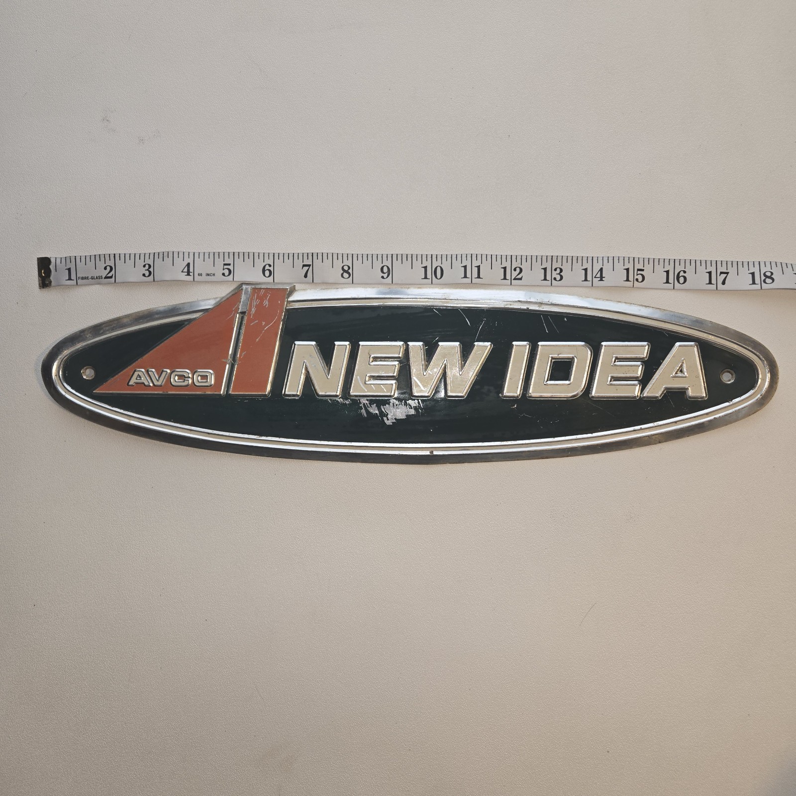 Vintage AVCO New Idea Tractor Emblem Badge Farm Equipment Sign Metal Plate Tag