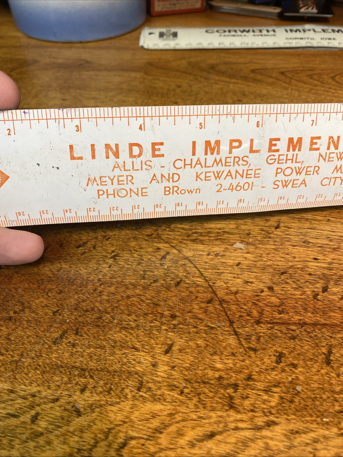 Vintage Linde Implements Swea City Iowa Allis Chalmers Dealer Ruler Metal