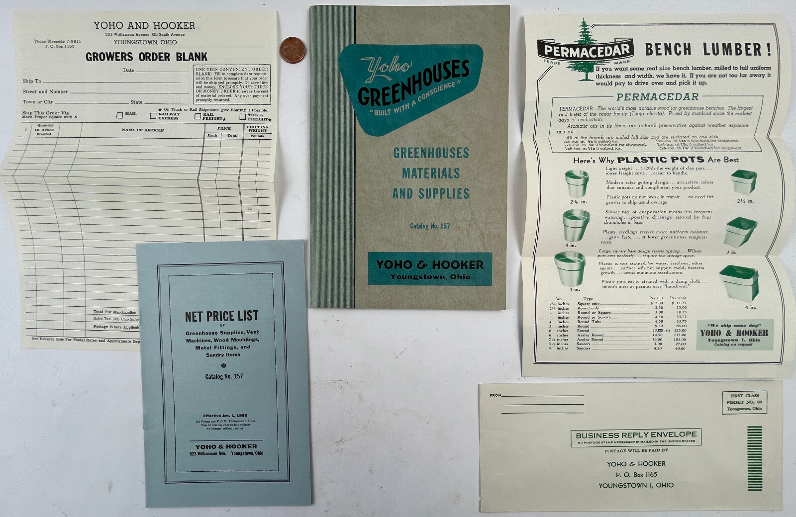 1959 Yoho & Hooker Greenhouses Catalog 157 Youngstown OH + Pricelist + other ads